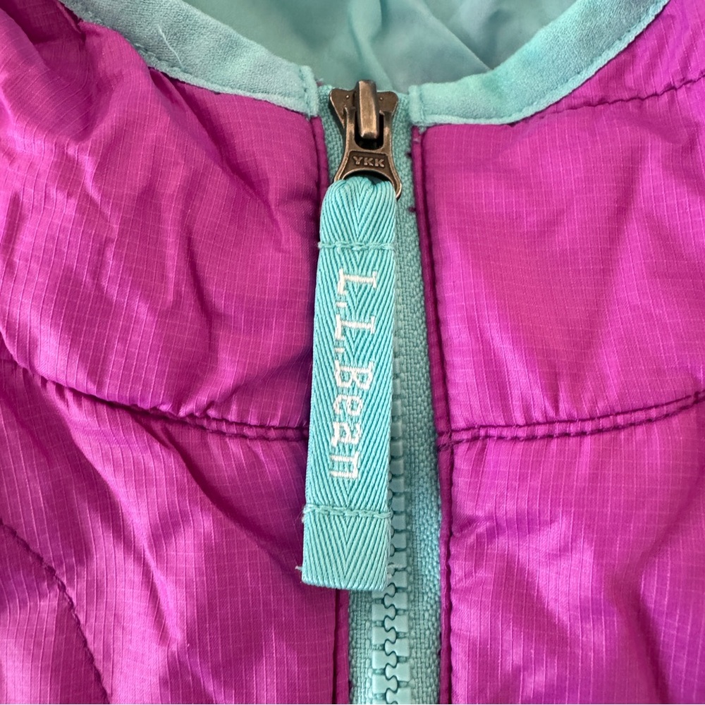 LL Bean Kids Girls Hooded Puffer Jacket Size M 10 12 Lightweight - Picture 11 of 15